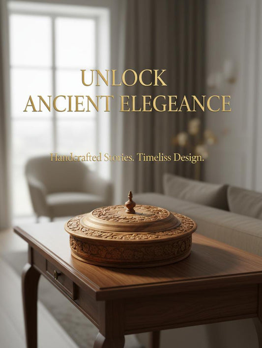 Carved Wooden Dry Fruit & Spice Box