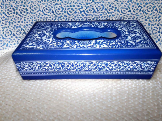 Kashmiri Blue Floral Wooden Tissue Box