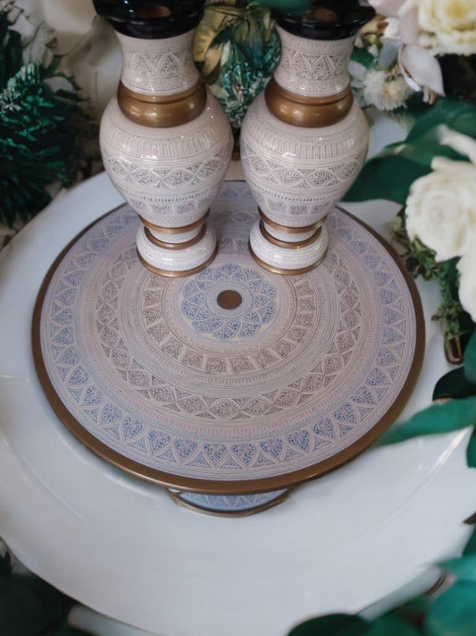Artisan Geometric Tray with Regal Vases - Handicraft