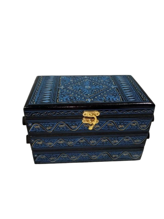 Royal Blue Kashmiri Wooden Jewelry Box