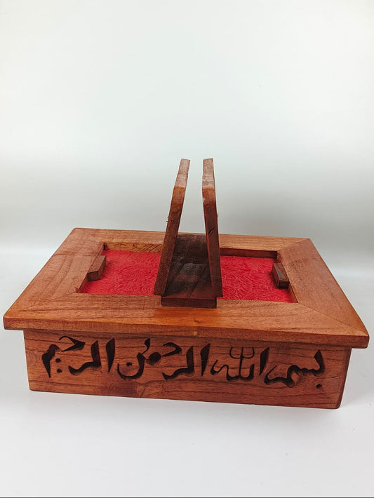 Wooden Quran Box with Roll-Top Stand
