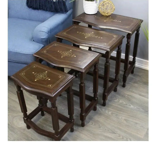 Luxury Handcrafted Wooden Nesting Tables Set