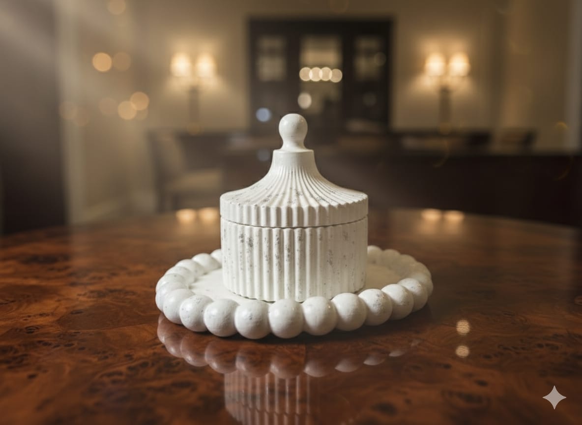 White Ceramic Fluted Storage Jar Set – Decorative Organizer with Lids