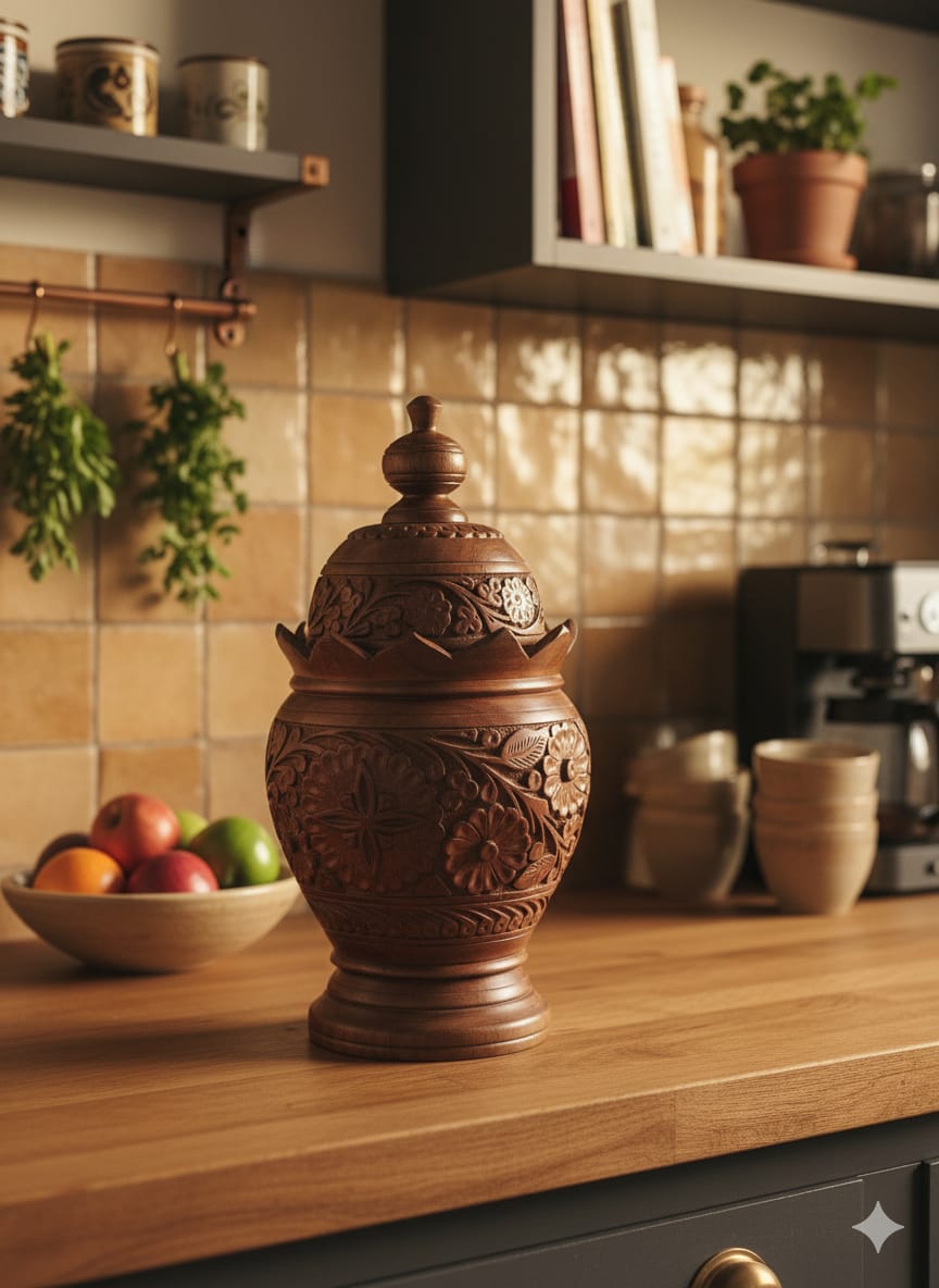 Mughal Inspired Carved Jar- Handicraft