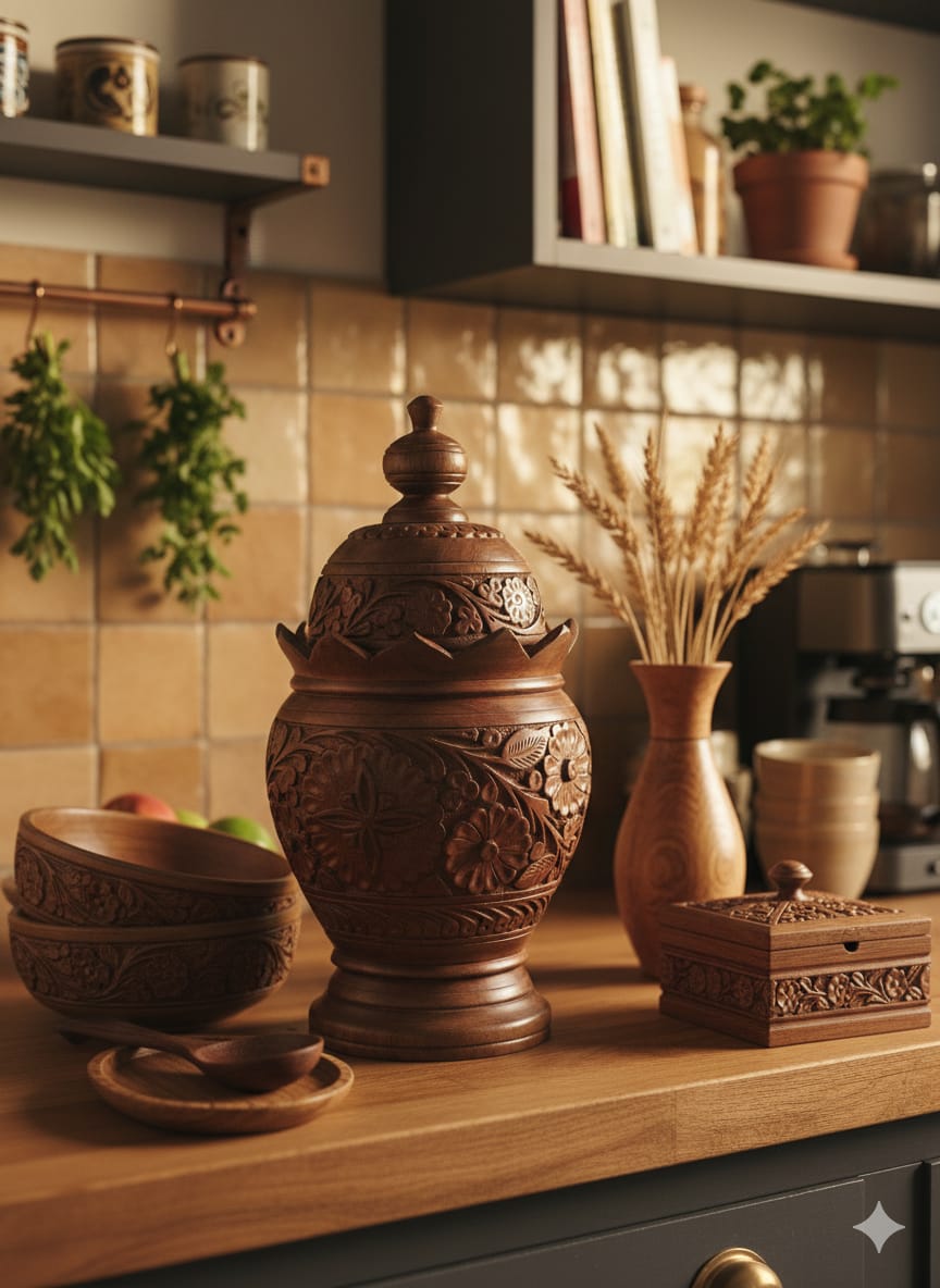 Mughal Inspired Carved Jar- Handicraft