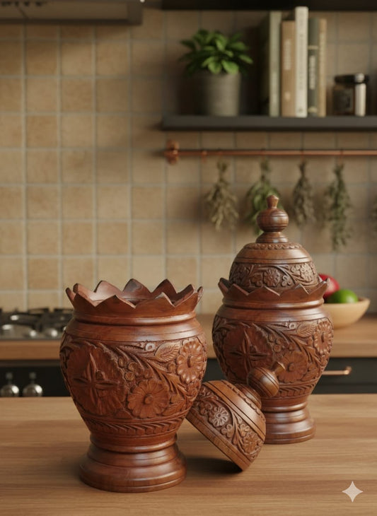 Mughal Inspired Carved Jar- Handicraft