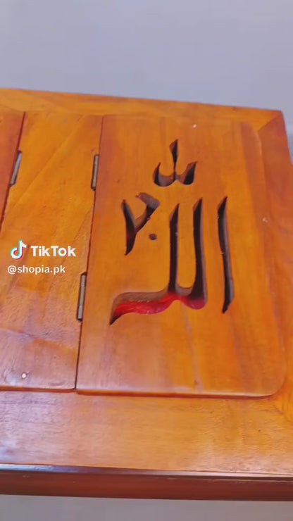 Wooden Quran Box with Roll-Top Stand